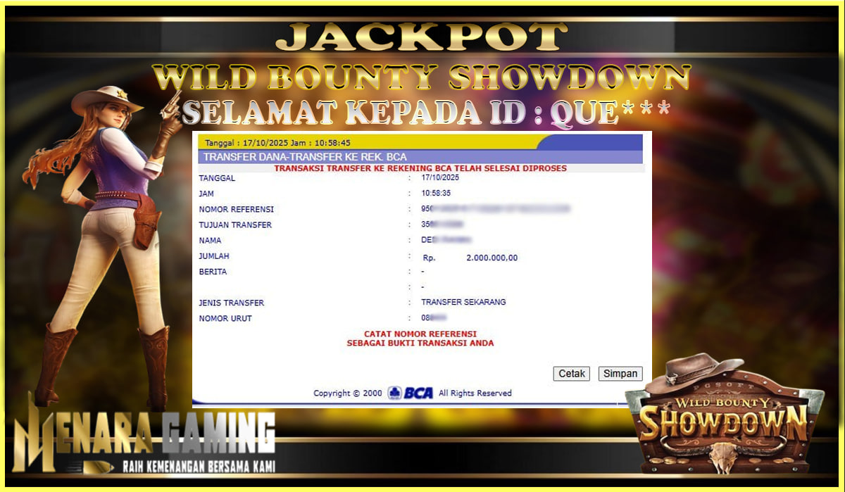 MENARAGAMING JACKPOT PG SOFT WILD BOUNTY SHOWDOWN Rp. 2.000.000,- LUNAS