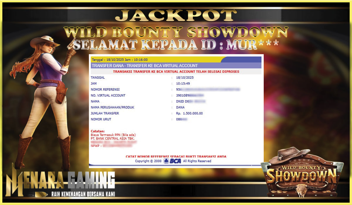 MENARAGAMING JACKPOT PG SOFT WILD BOUNTY SHOWDOWN Rp. 1.000.000,- LUNAS