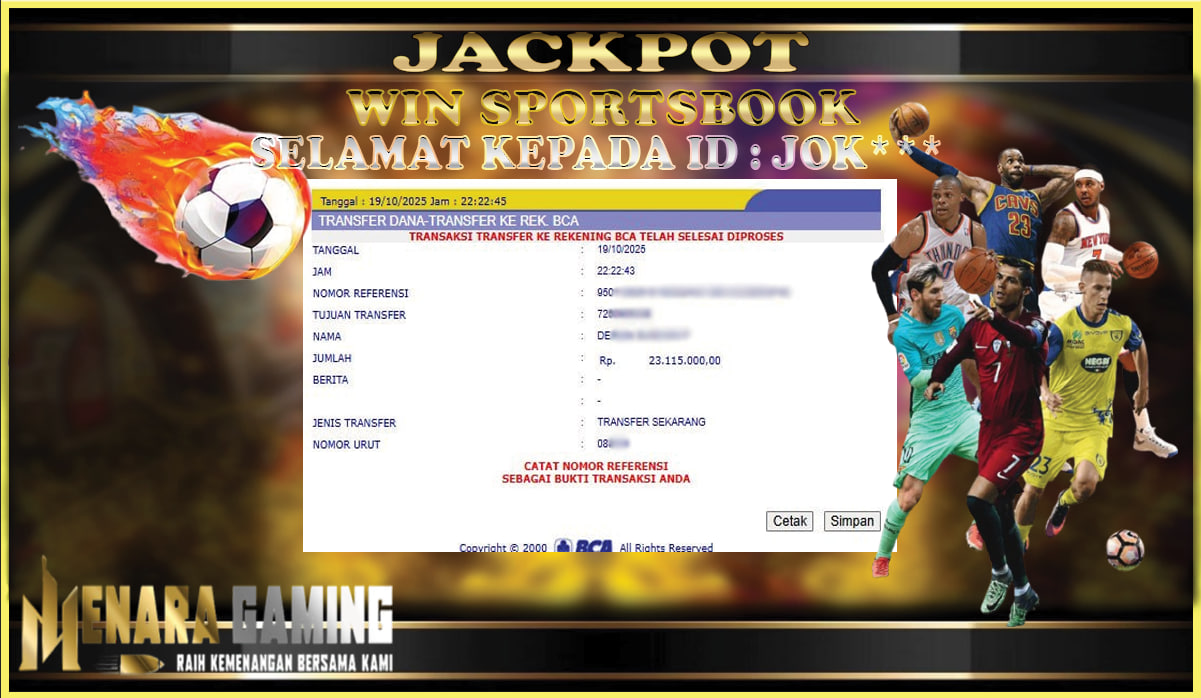 MENARAGAMING JACKPOT SPORTSBOOK Rp. 23.000.000,- LUNAS
