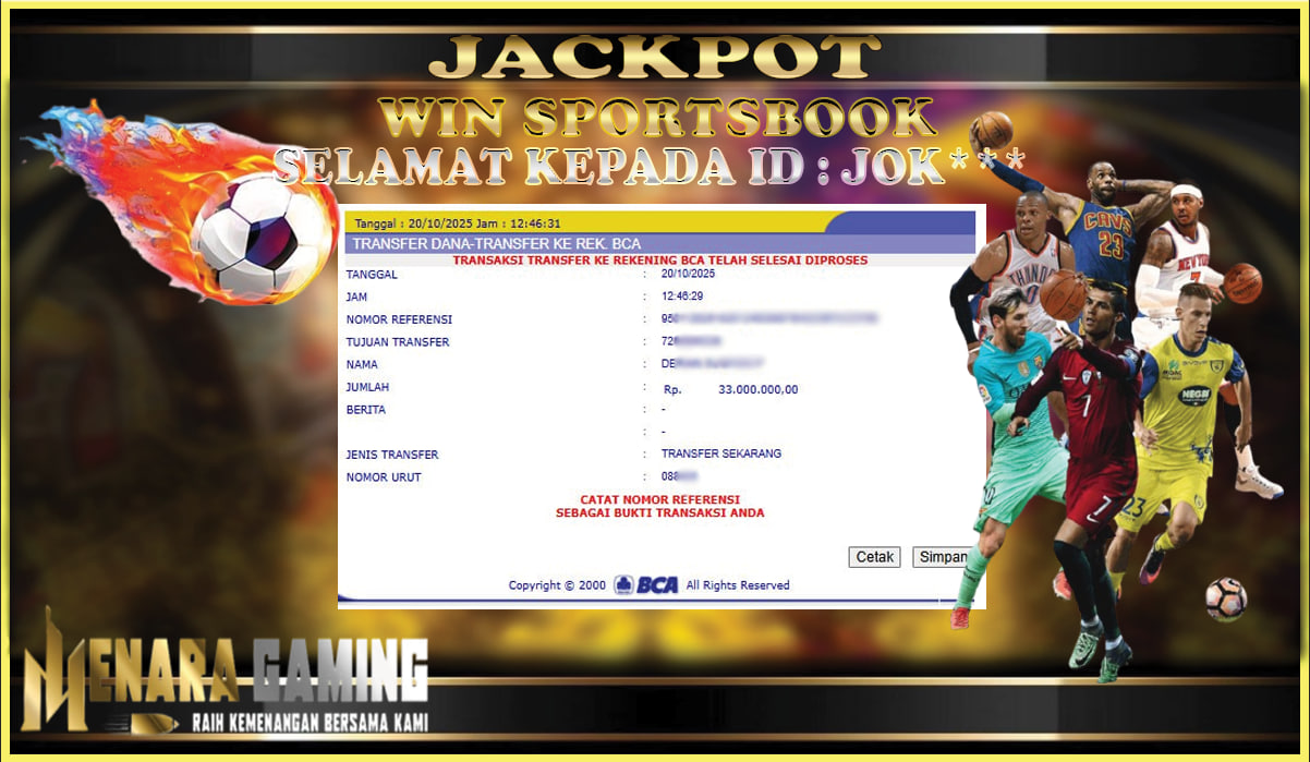 MENARAGAMING JACKPOT SPORTSBOOK Rp. 33.000.000,- LUNAS