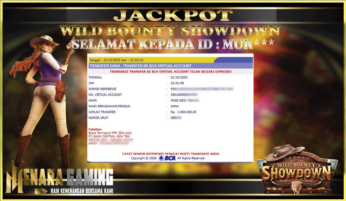 MENARAGAMING JACKPOT PG SOFT WILD BOUNTY SHOWDOWN Rp. 1.000.000,- LUNAS