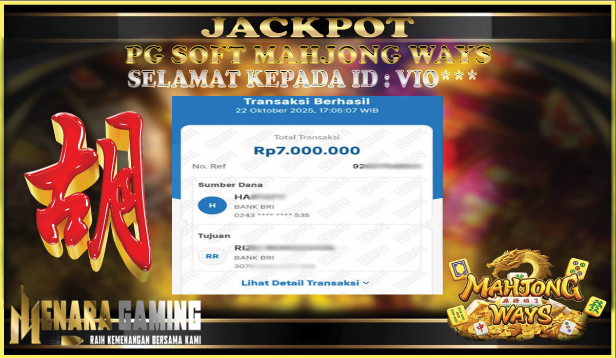 MENARAGAMING JACKPOT PG SOFT MAHJONG WAYS Rp. 7.000.000,- LUNAS