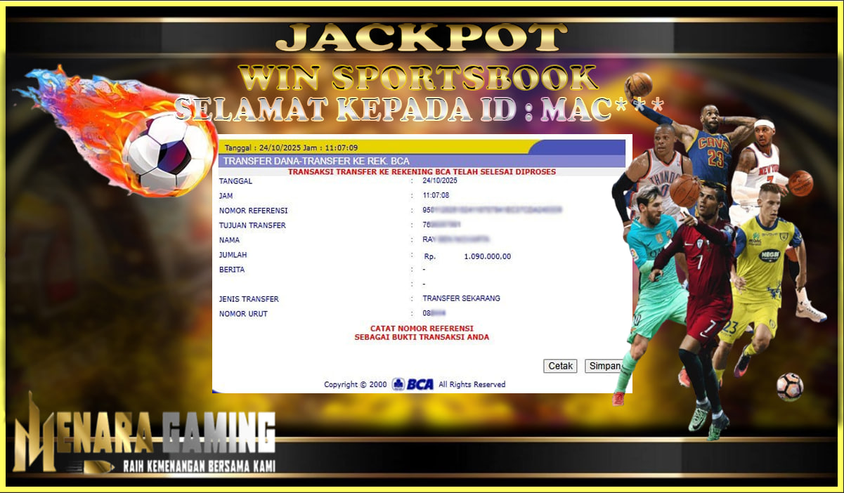 MENARAGAMING JACKPOT SPORTSBOOK Rp. 1.000.000,- LUNAS