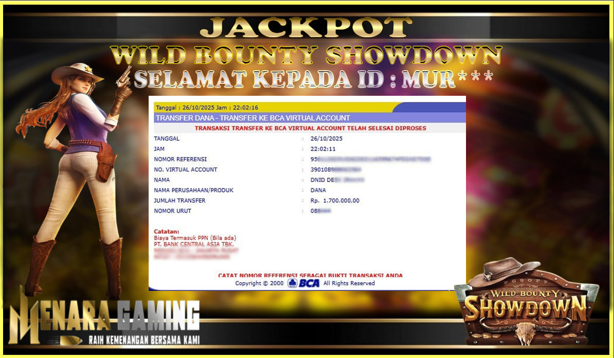 MENARAGAMING JACKPOT PG SOFT WILD BOUNTY SHOWDOWN Rp. 1.000.000,- LUNAS