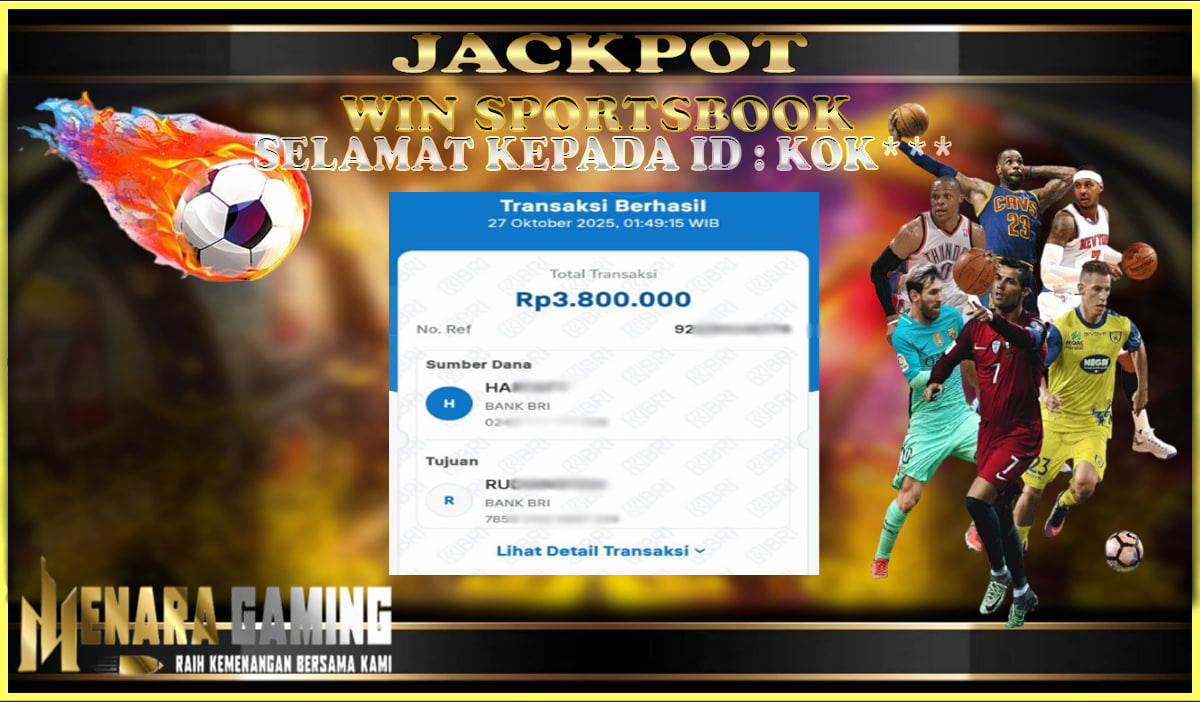 MENARAGAMING JACKPOT SPORTSBOOK Rp. 3.000.000,- LUNAS
