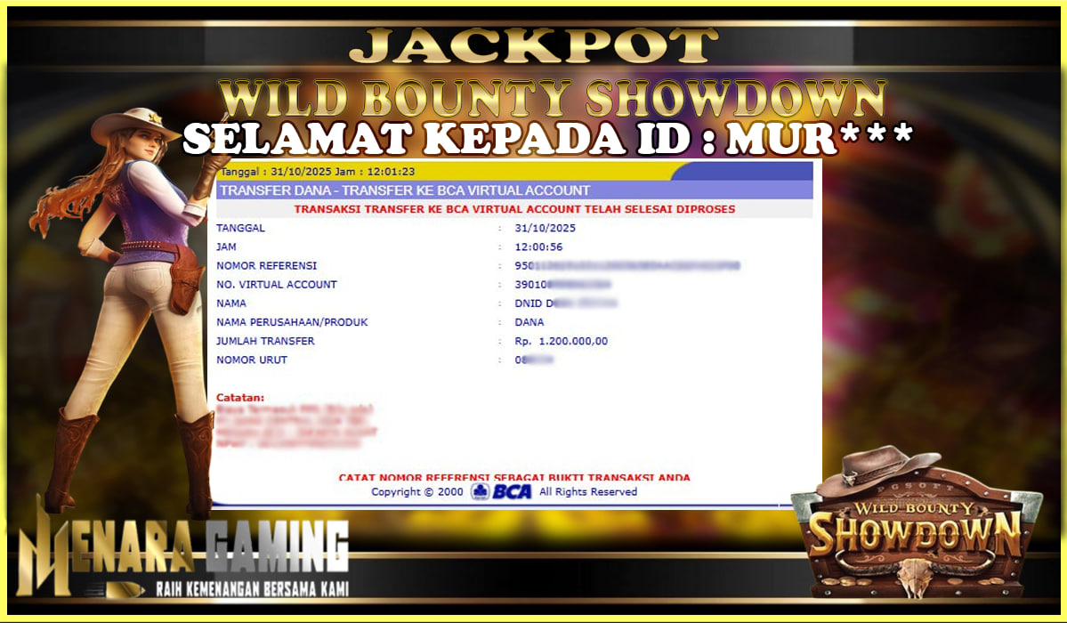 MENARAGAMING JACKPOT PG SOFT WILD BOUNTY SHOWDOWN Rp. 1.000.000,- LUNAS