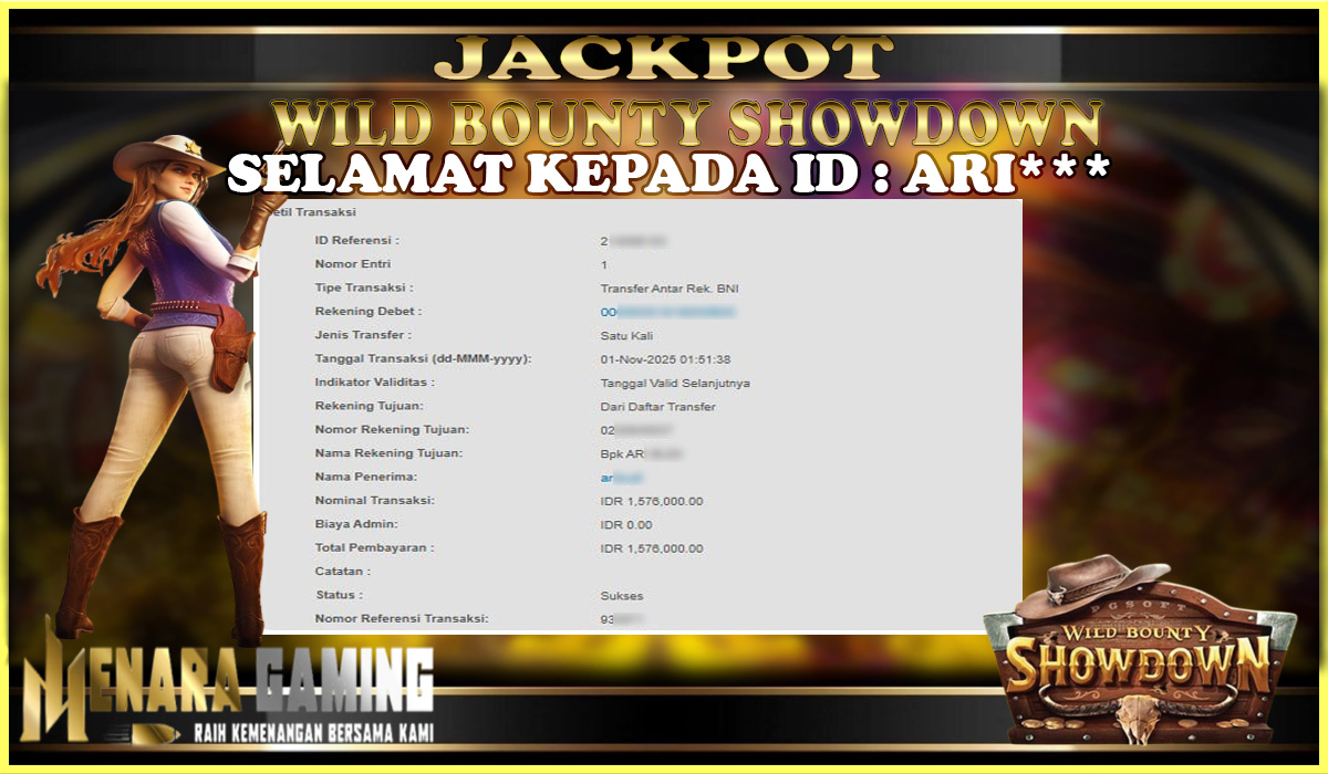 MENARAGAMING JACKPOT PG SOFT WILD BOUNTY SHOWDOWN Rp. 1.000.000,- LUNAS