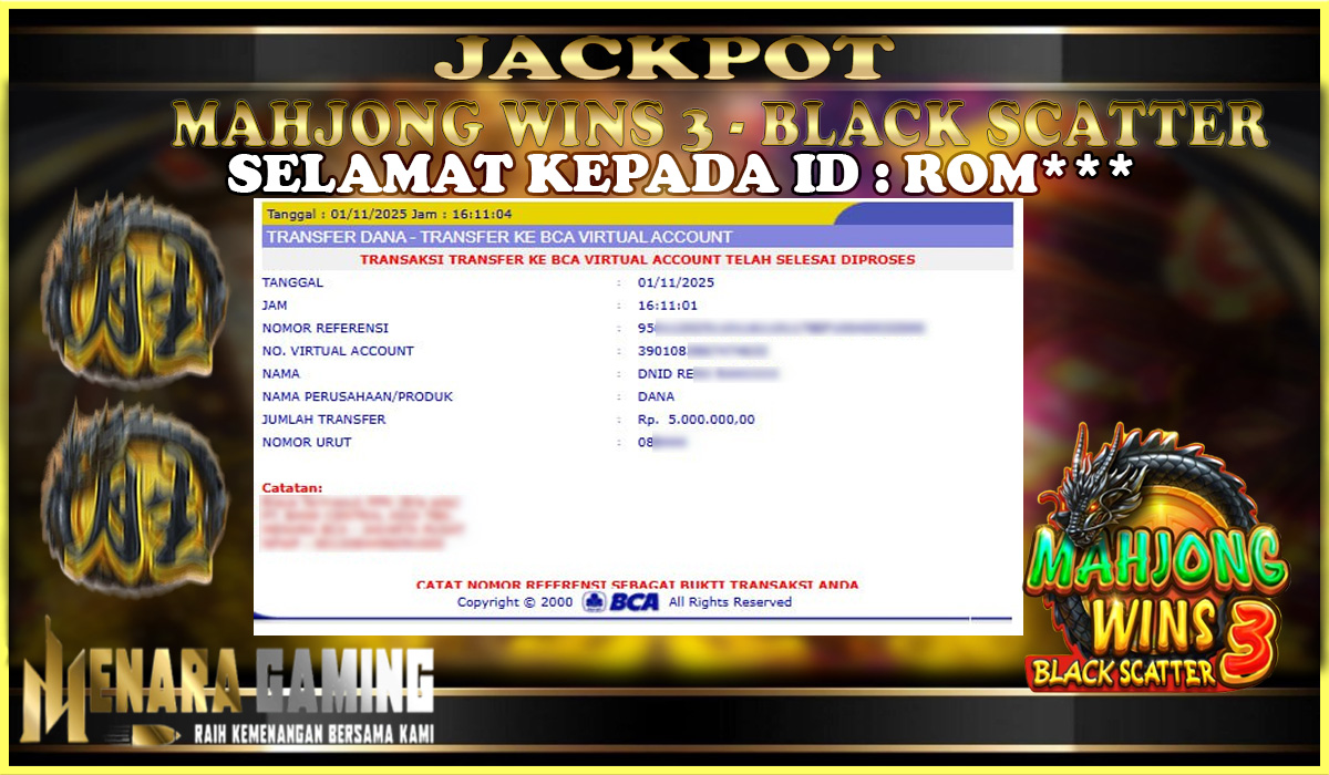 MENARAGAMING JACKPOT PRAGMATIC PLAY MAHJONG WINS 3 - BLACK SCATTER Rp. 5.000.000,- LUNAS