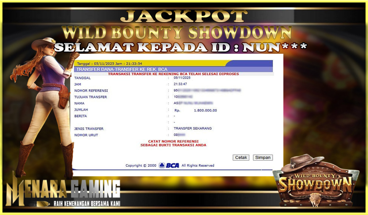 MENARAGAMING JACKPOT PG SOFT WILD BOUNTY SHOWDOWN Rp. 1.000.000,- LUNAS