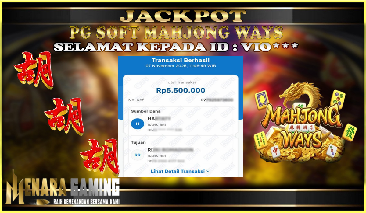 MENARAGAMING JACKPOT PG SOFT MAHJONG WAYS Rp. 5.000.000,- LUNAS