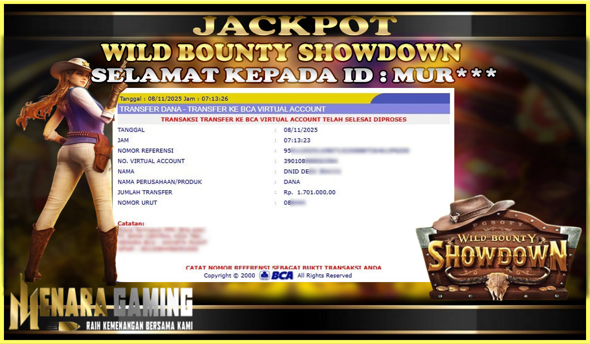 MENARAGAMING JACKPOT PG SOFT WILD BOUNTY SHOWDOWN Rp. 1.000.000,- LUNAS