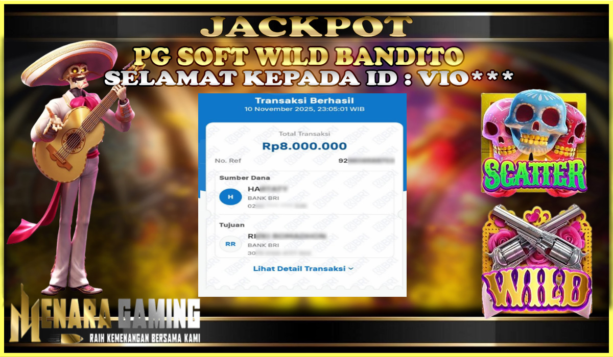 MENARAGAMING JACKPOT PG SOFT WILD BANDITO Rp. 8.000.000,- LUNAS