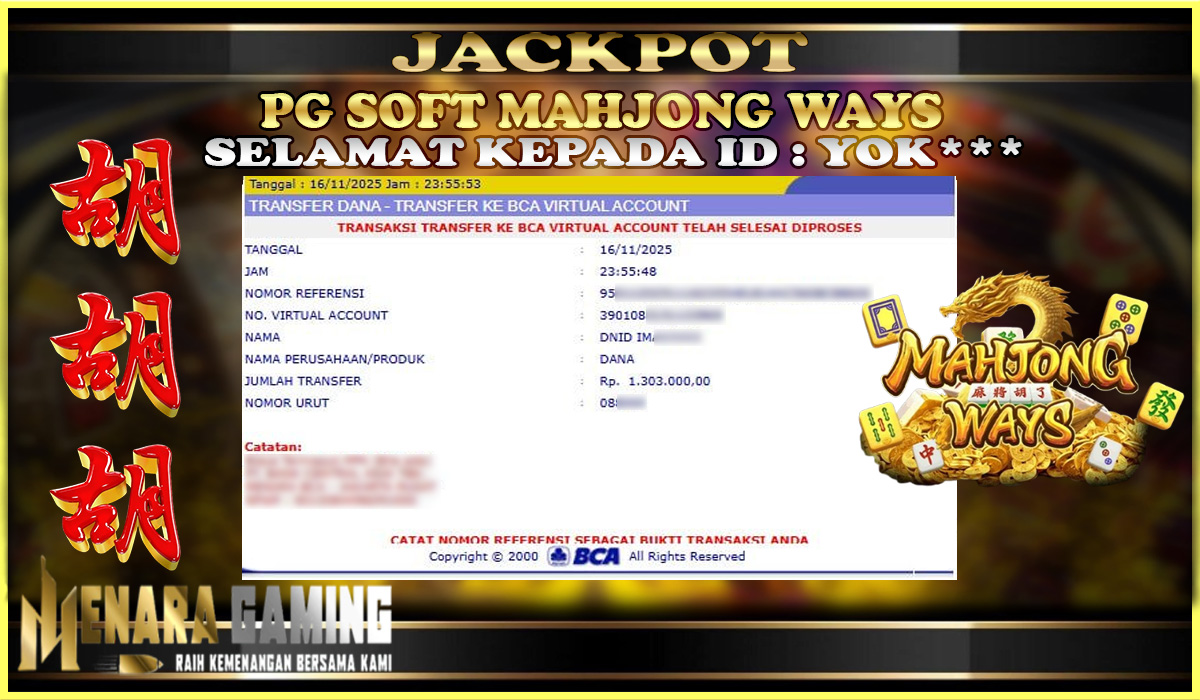 MENARAGAMING JACKPOT PG SOFT MAHJONG WAYS Rp. 1.000.000,- LUNAS