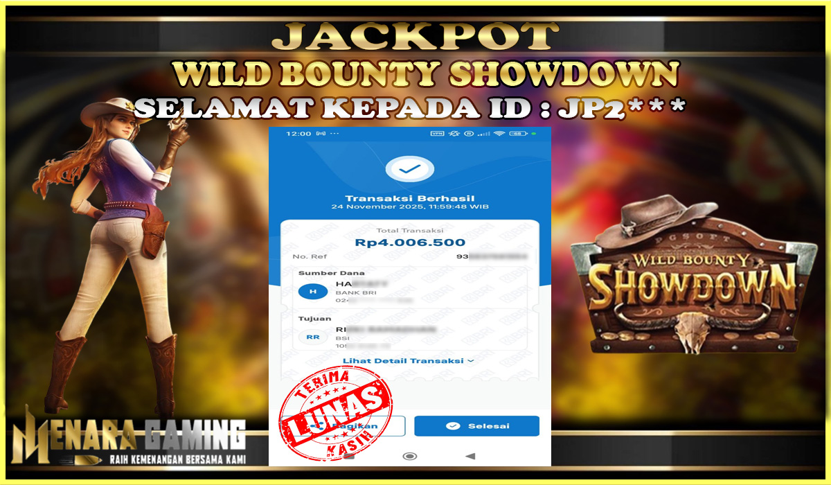 MENARAGAMING JACKPOT PG SOFT WILD BOUNTY SHOWDOWN Rp. 4.000.000,- LUNAS